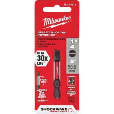 Milwaukee SHOCKWAVE 1/4 In. Slotted 2 In. Power Impact Screwdriver Bit